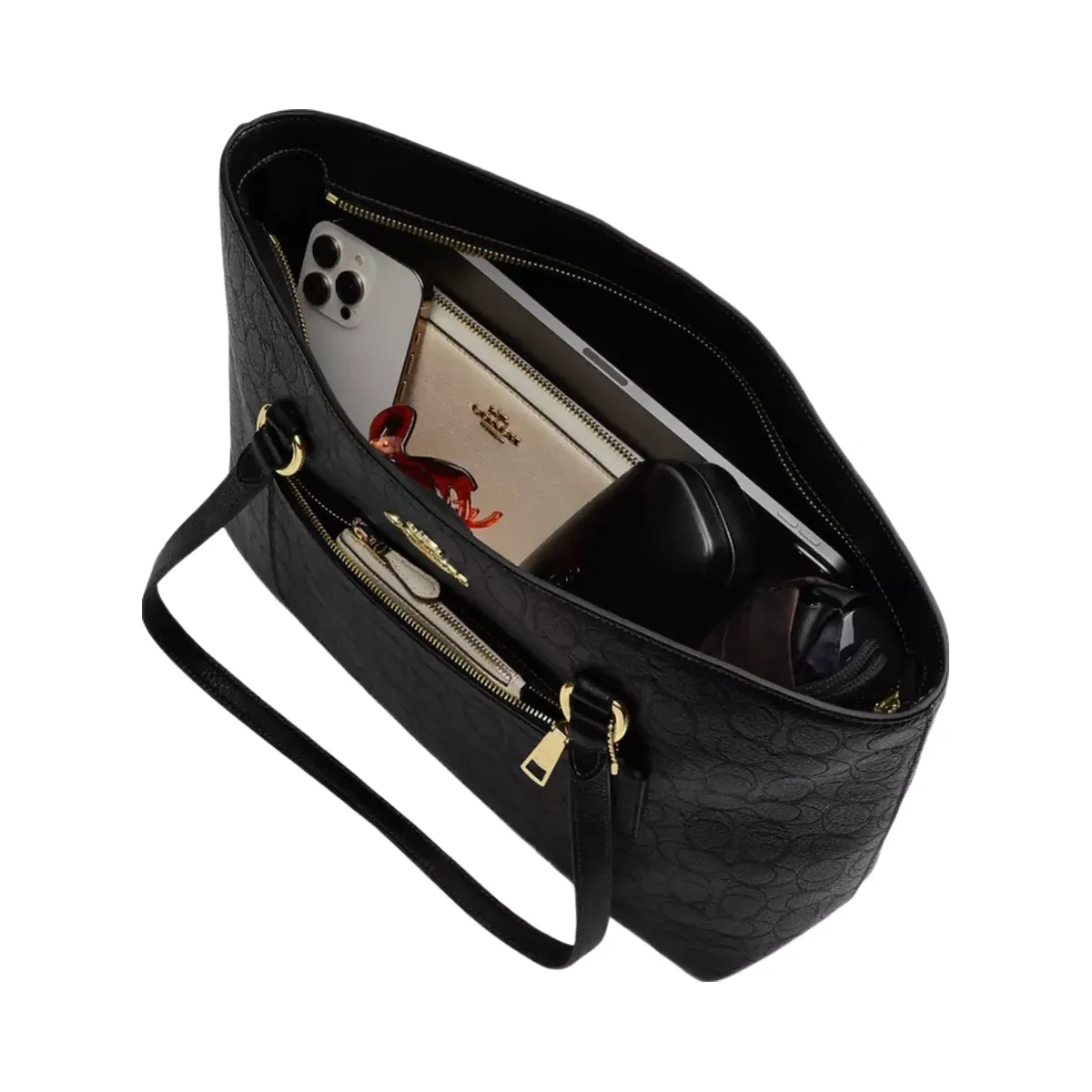 Coach Station Tote Bag In Signature Leather in Gold Black