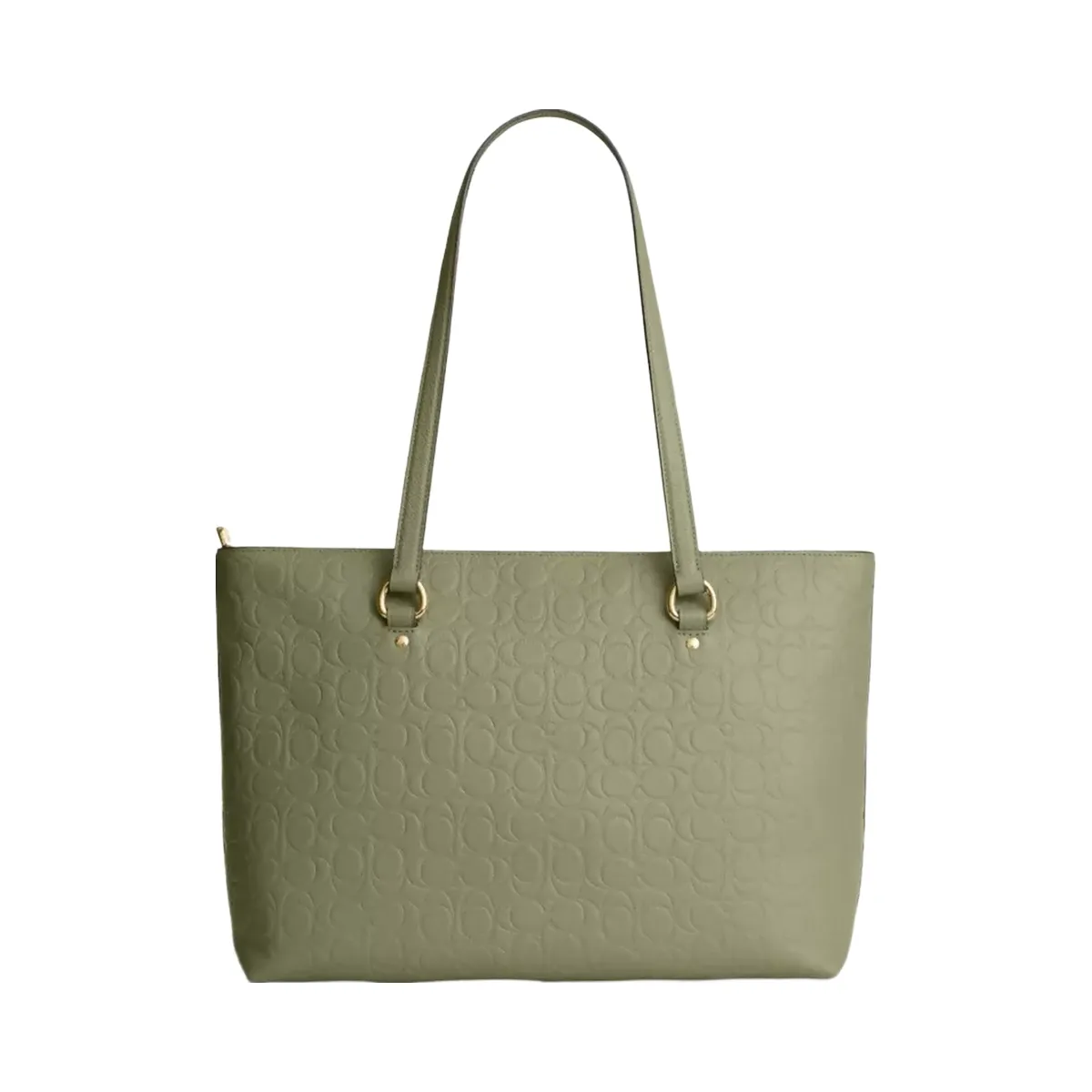 Coach Station Tote Bag In Signature Leather in Gold Pistachio