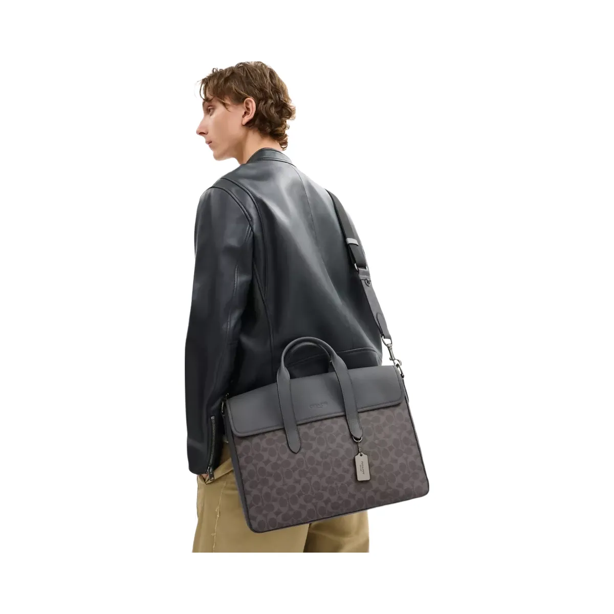 Coach Sullivan Portfolio Brief In Signature Canvas in Gunmetal Grey Charcoal