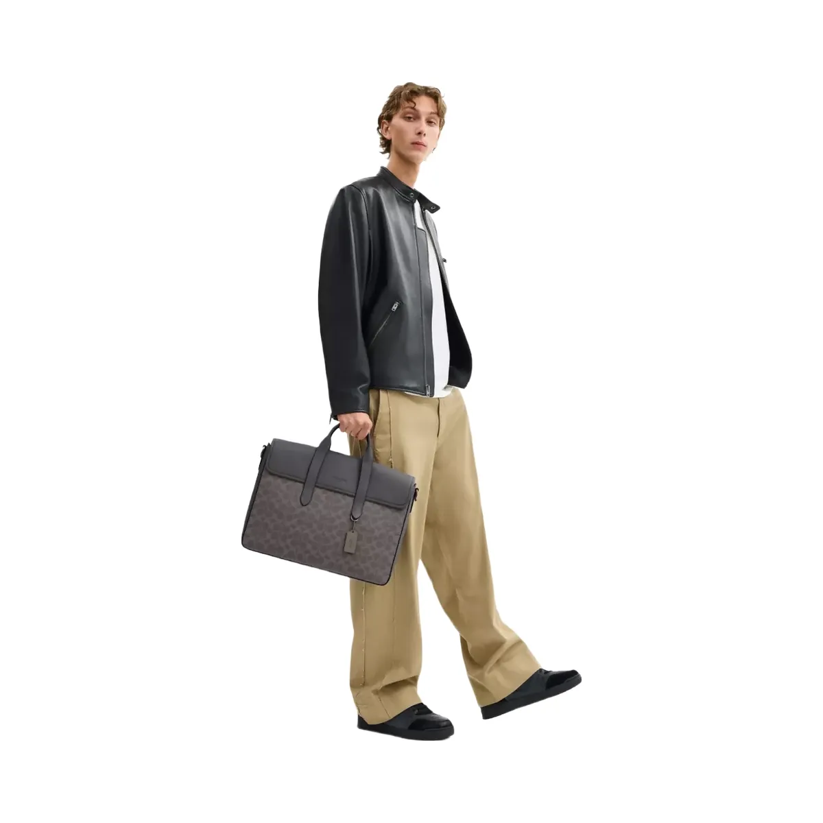 Coach Sullivan Portfolio Brief In Signature Canvas in Gunmetal Grey Charcoal