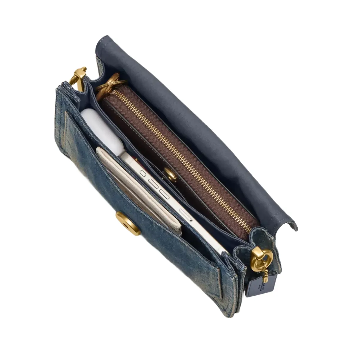 Coach Tabby Shoulder Bag 26 In Regenerative Cotton Denim in Brass Dark Indigo