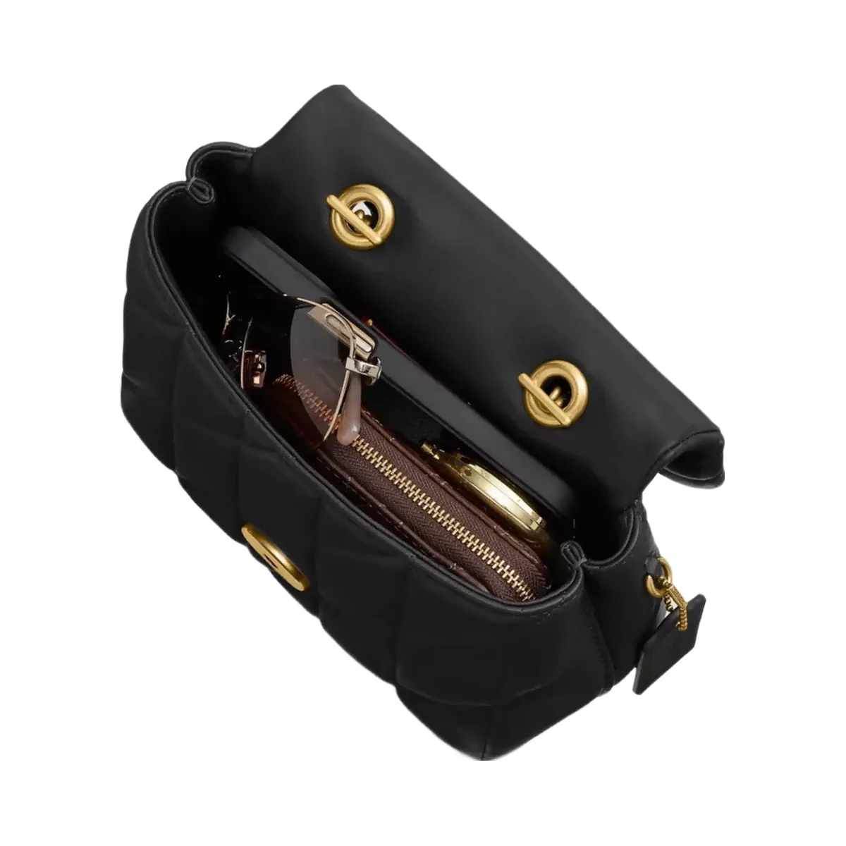 Coach Tabby Top Handle Bag With Quilting in Brass Black