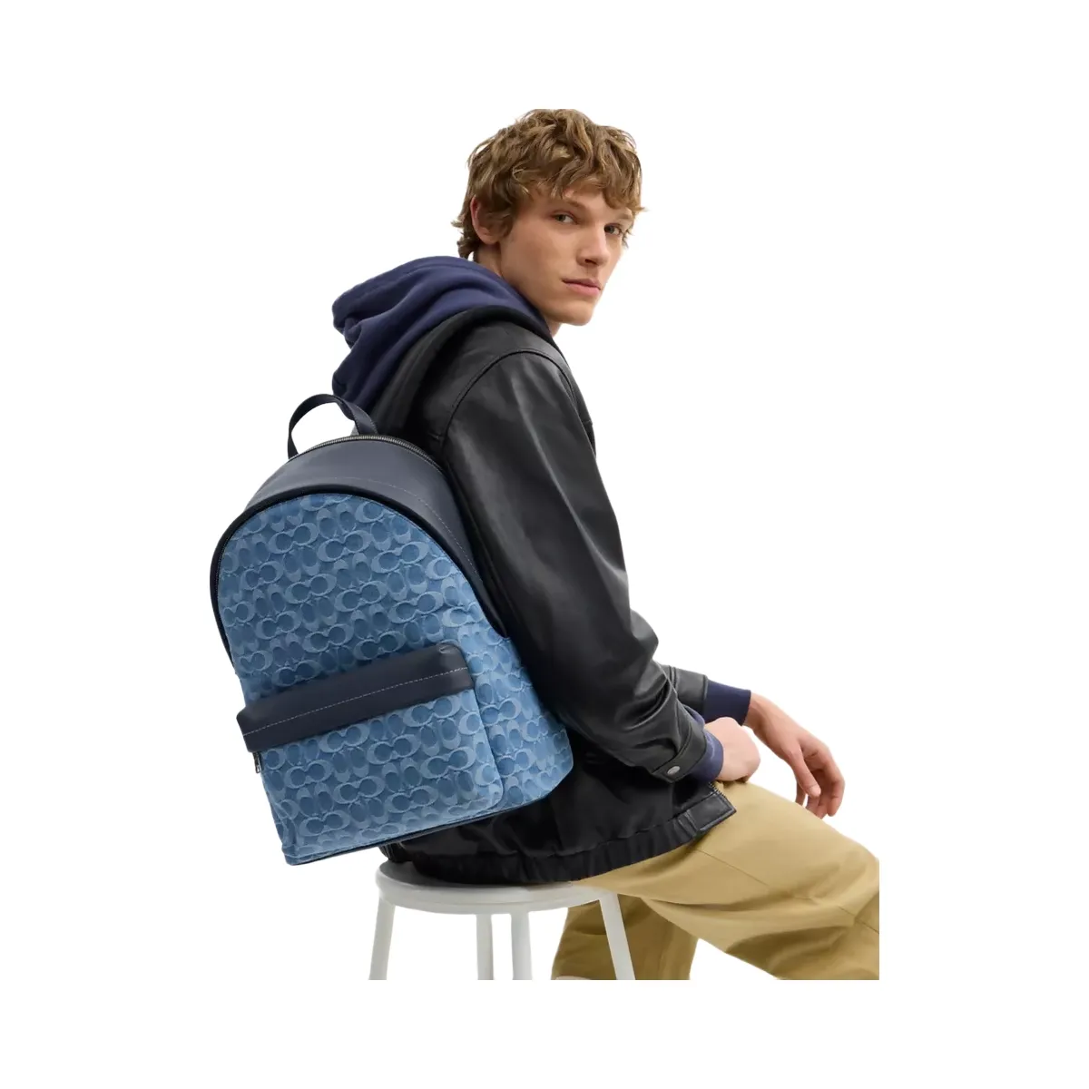 Coach Taylor Backpack In Signature Denim in Silver Denim