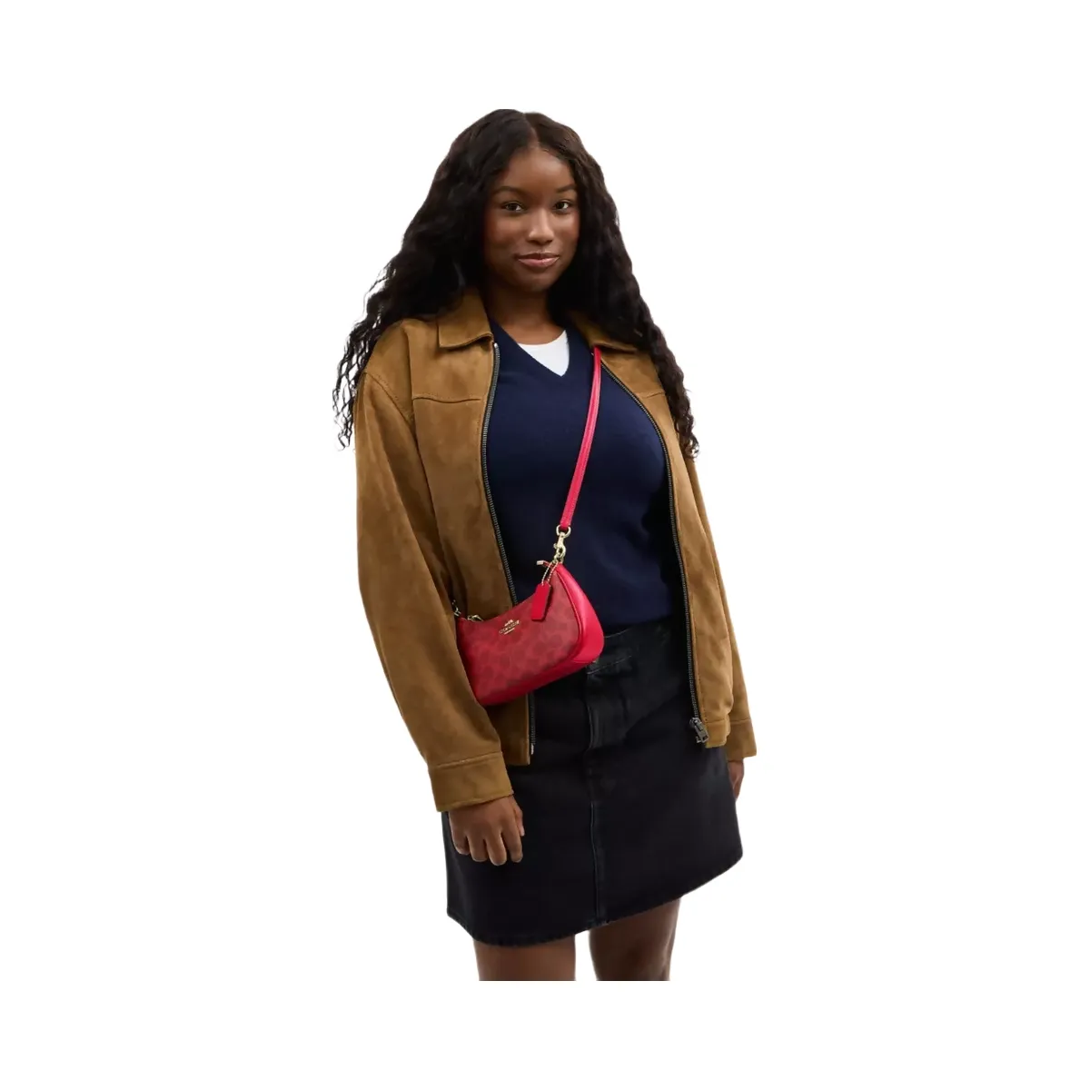 Coach Teri Mini Crossbody Bag In Signature Canvas in Gold Bold Red