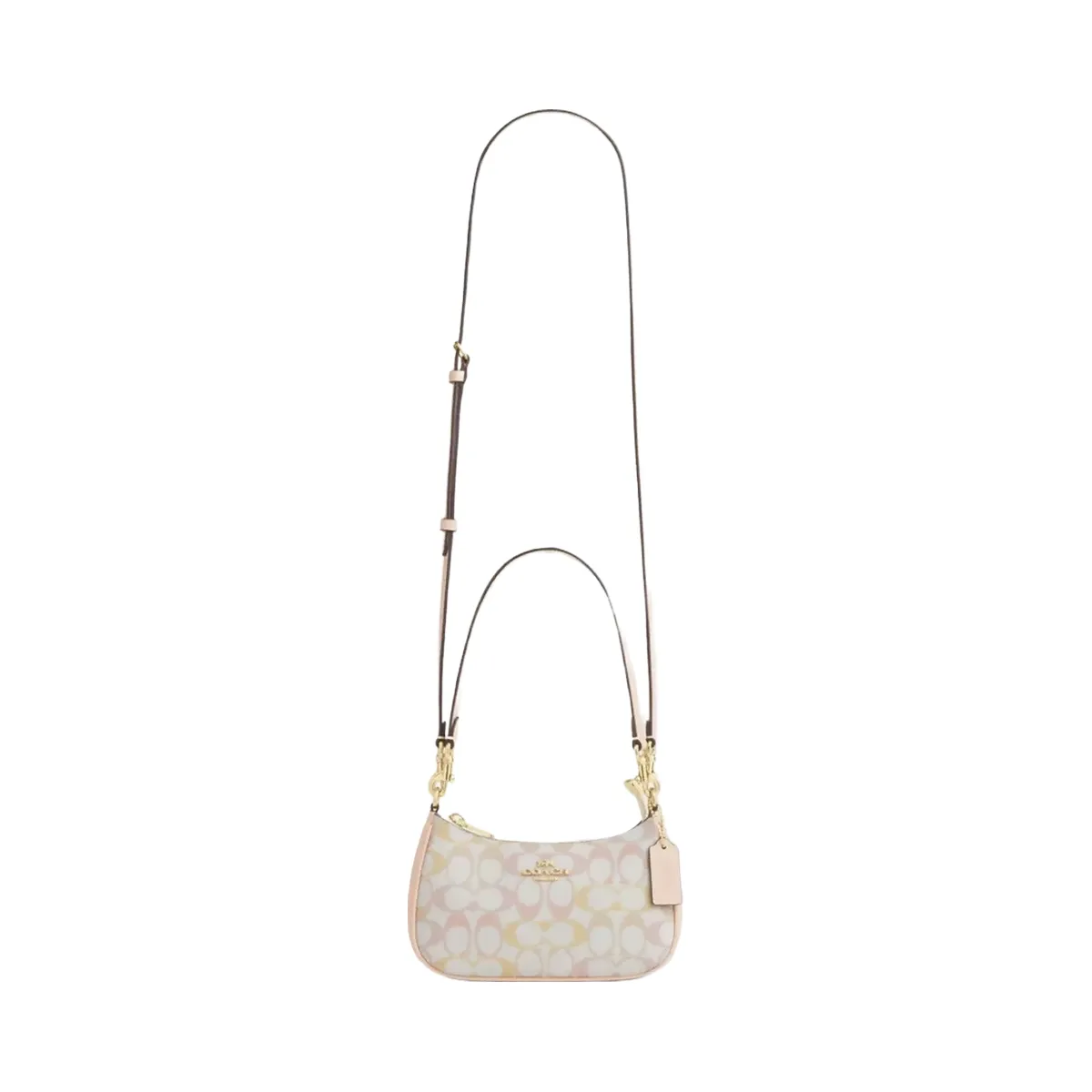 Coach Teri Mini Crossbody Bag In Signature Canvas in Gold Chalk Pink
