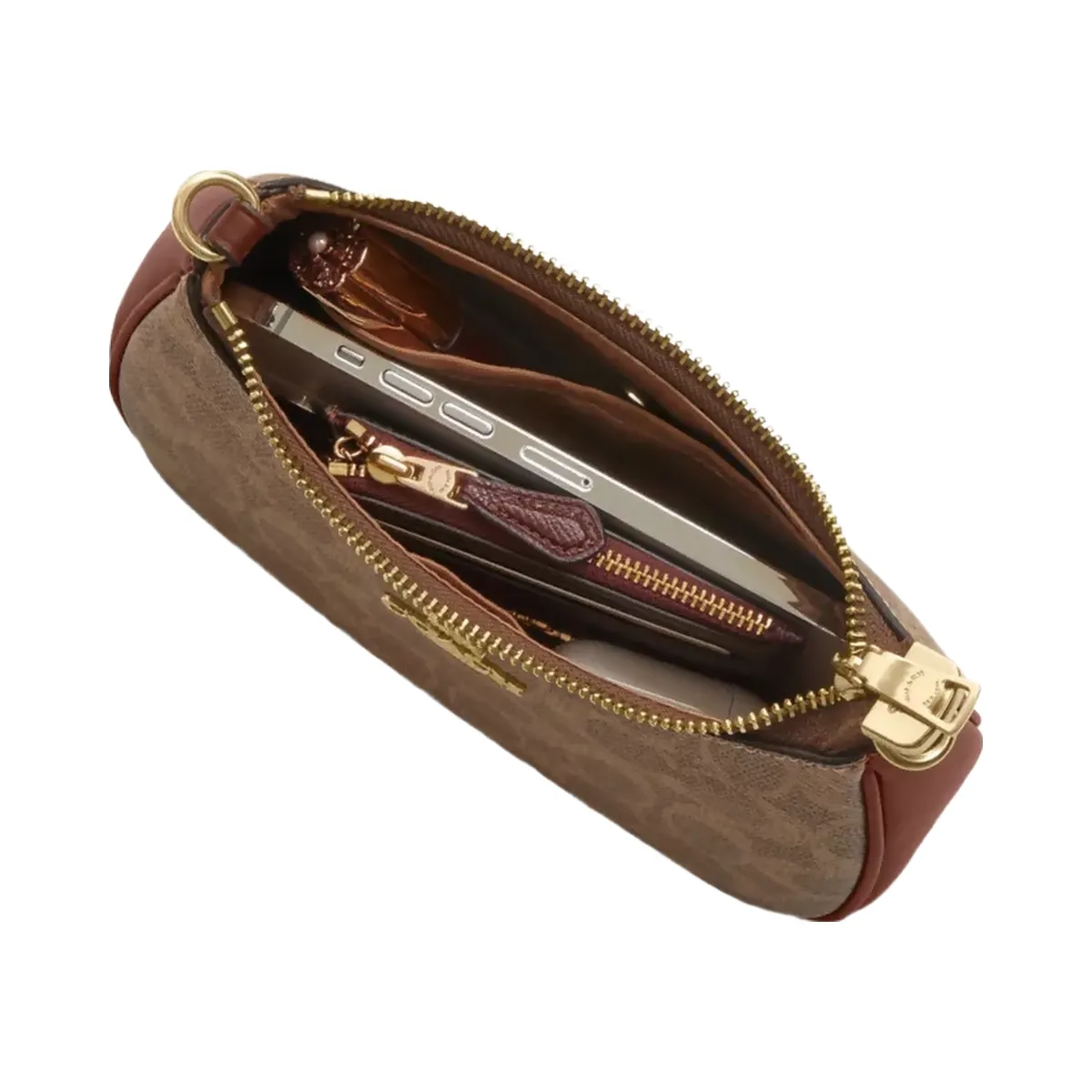 Coach Teri Mini Crossbody Bag In Signature Canvas in Gold Tan Brown
