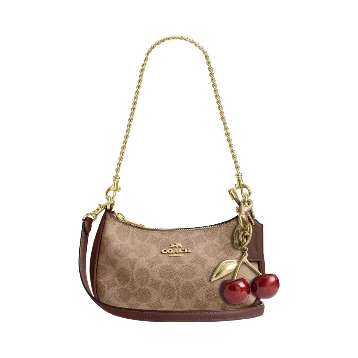 Coach Teri Mini Crossbody Bag In Signature Canvas in Gold Tan Brown