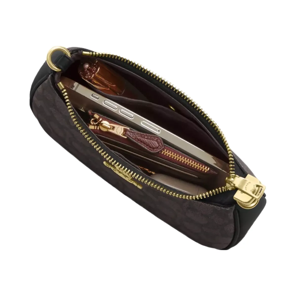 Coach Teri Mini Crossbody Bag In Signature Canvas in Gold Walnut Black