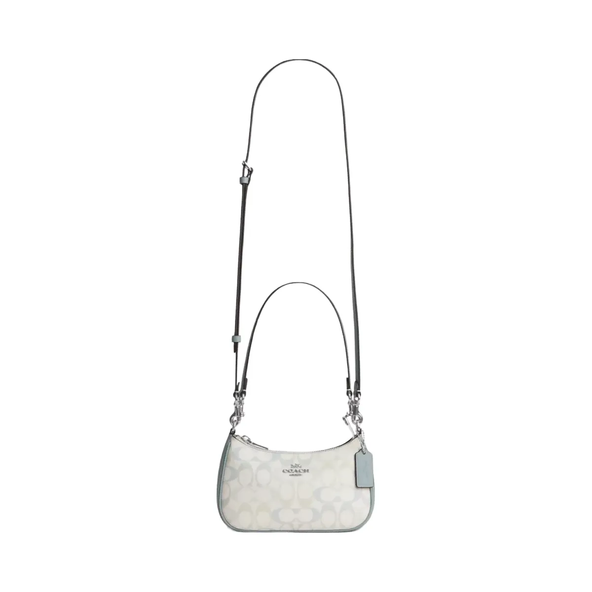 Coach Teri Mini Crossbody Bag In Signature Canvas in Silver Chalk Blue