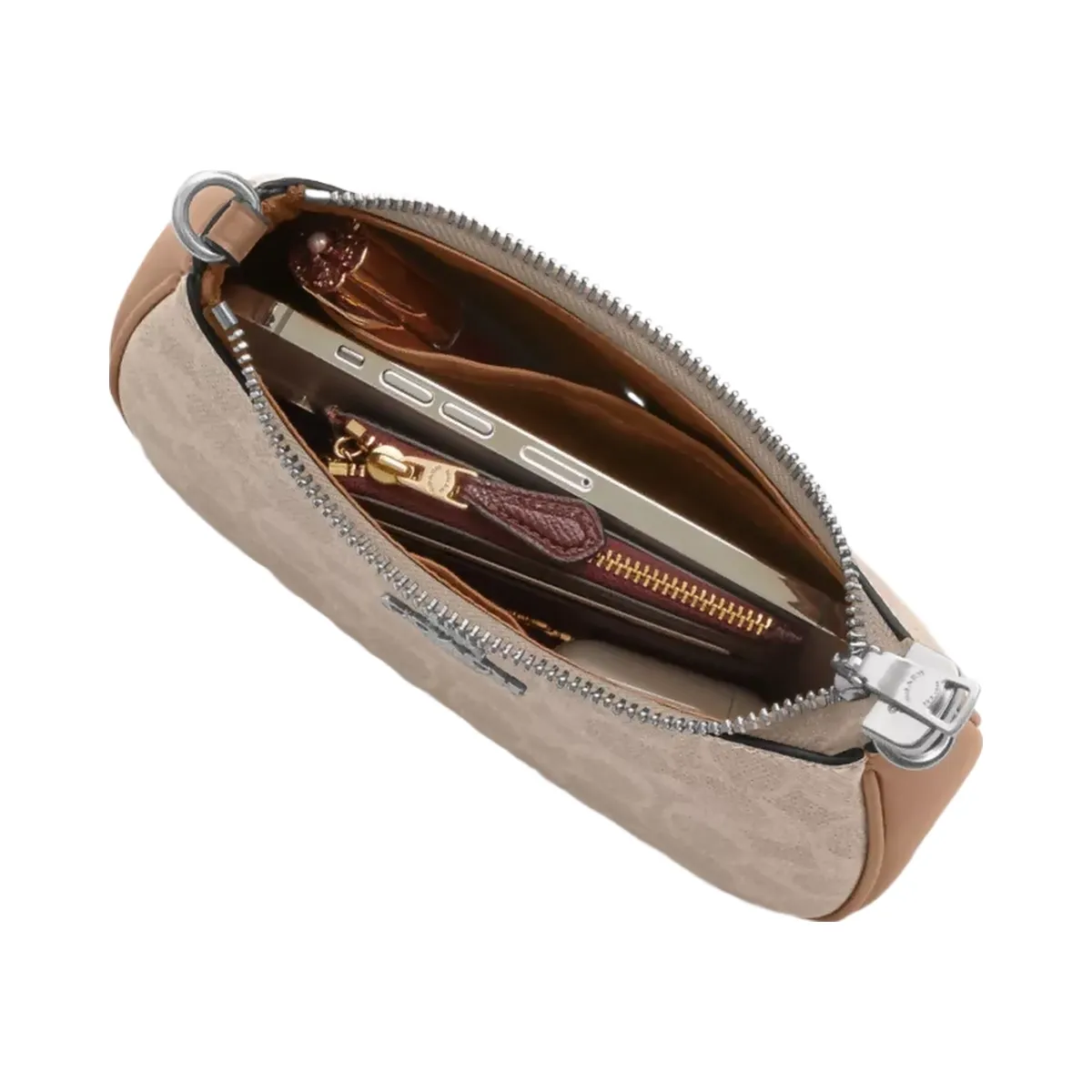 Coach Teri Mini Crossbody Bag In Signature Canvas in Silver Sand Taupe