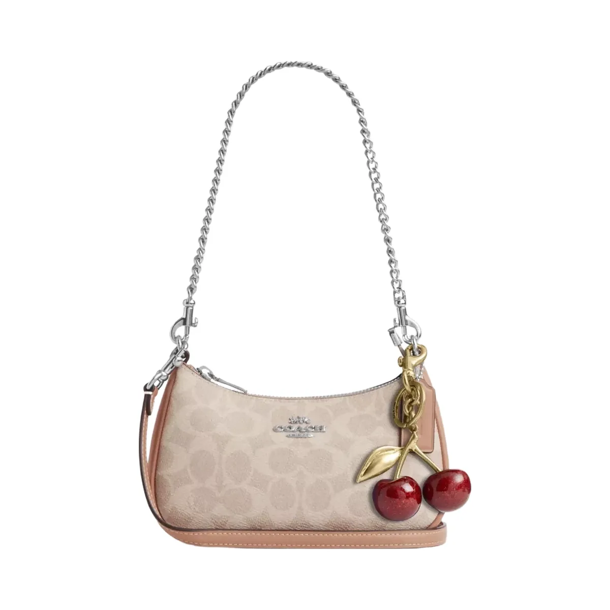 Coach Teri Mini Crossbody Bag In Signature Canvas in Silver Sand Taupe