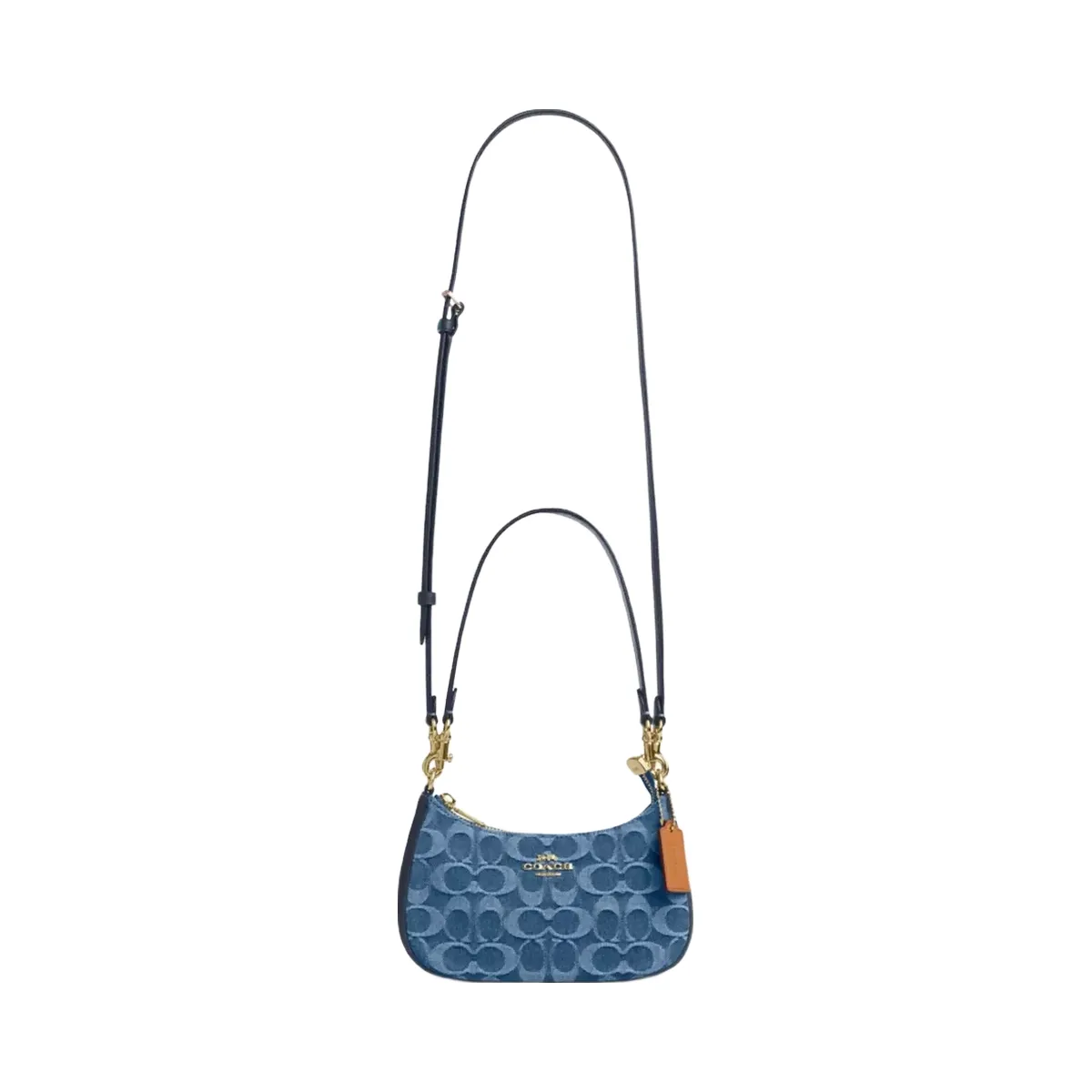 Coach Teri Mini Crossbody Bag In Signature Denim in Gold Indigo