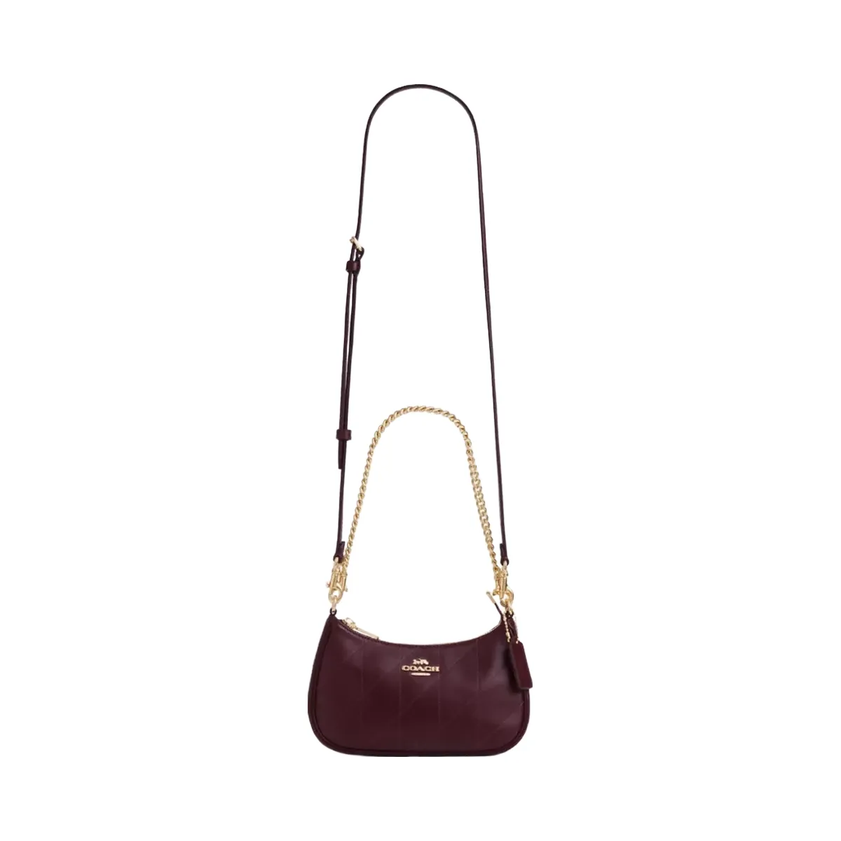 Coach Teri Mini Crossbody Bag With Quilting in Gold Dark Wine