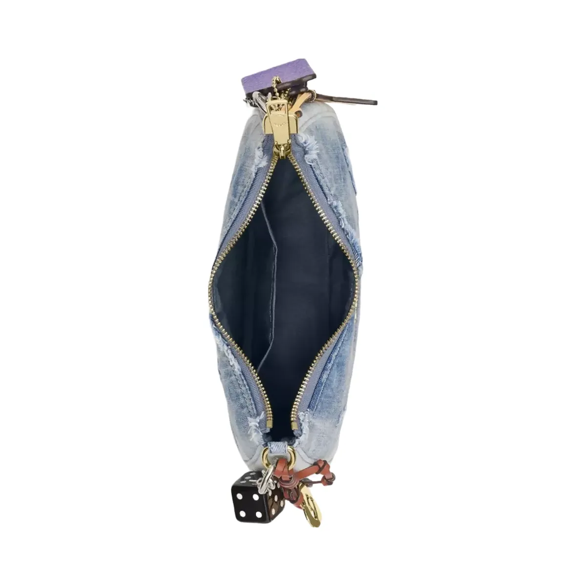 Coach Teri Shoulder Bag In Loved Denim With Charms in Gold Light Indigo