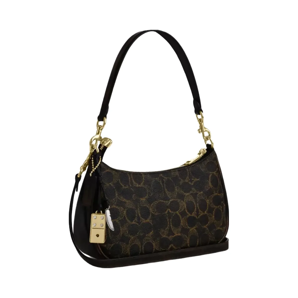 Coach Teri Shoulder Bag In Loved Signature Canvas With Charms in Gold Brown