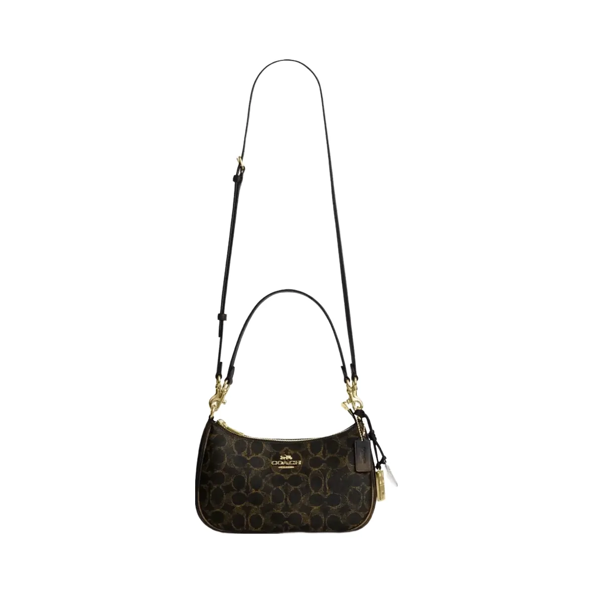 Coach Teri Shoulder Bag In Loved Signature Canvas With Charms in Gold Brown