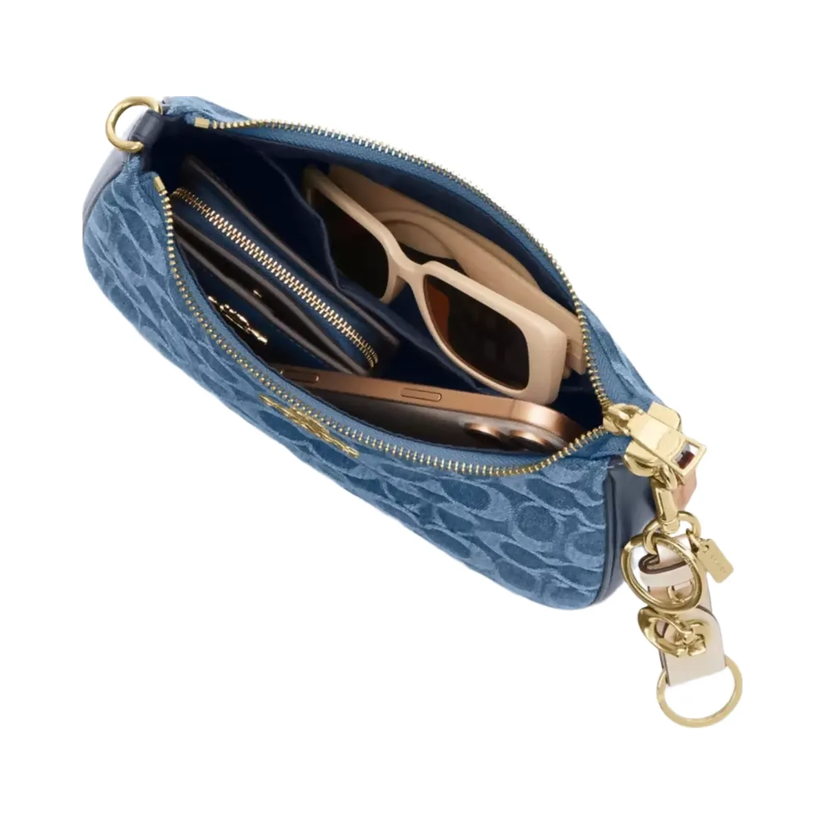 Coach Teri Shoulder Bag In Signature Denim in Gold Indigo