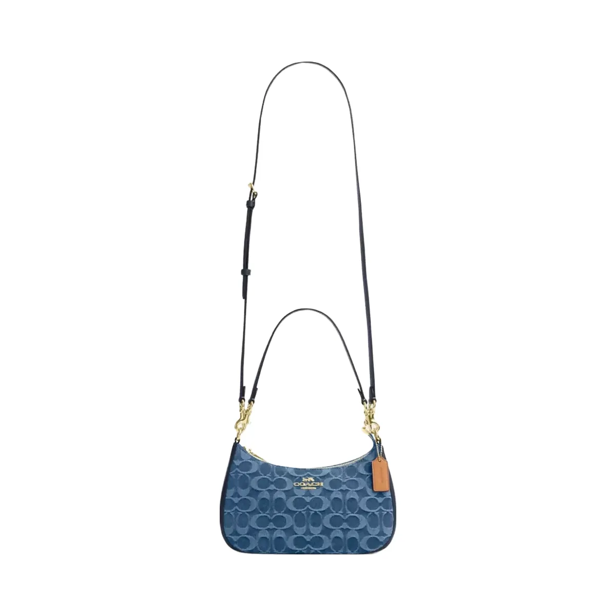 Coach Teri Shoulder Bag In Signature Denim in Gold Indigo