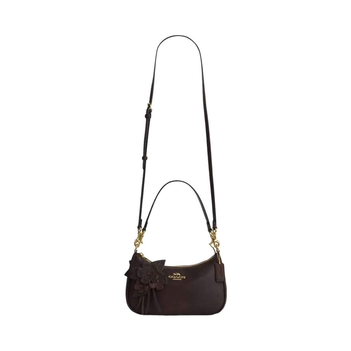Coach Teri Shoulder Bag With Floral Applique in Gold Maple
