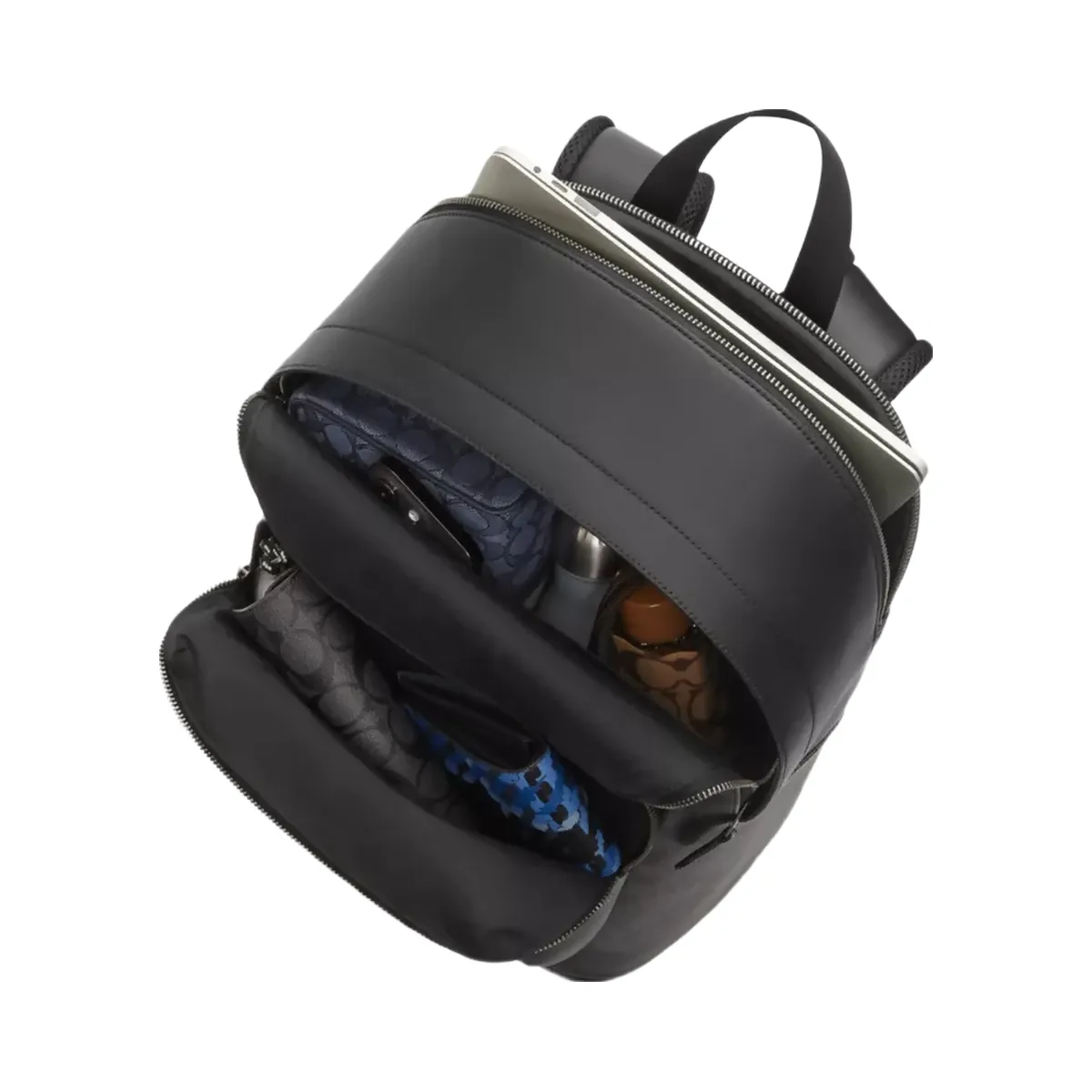 Coach West Backpack In Signature Canvas in Gunmetal Chalk Black