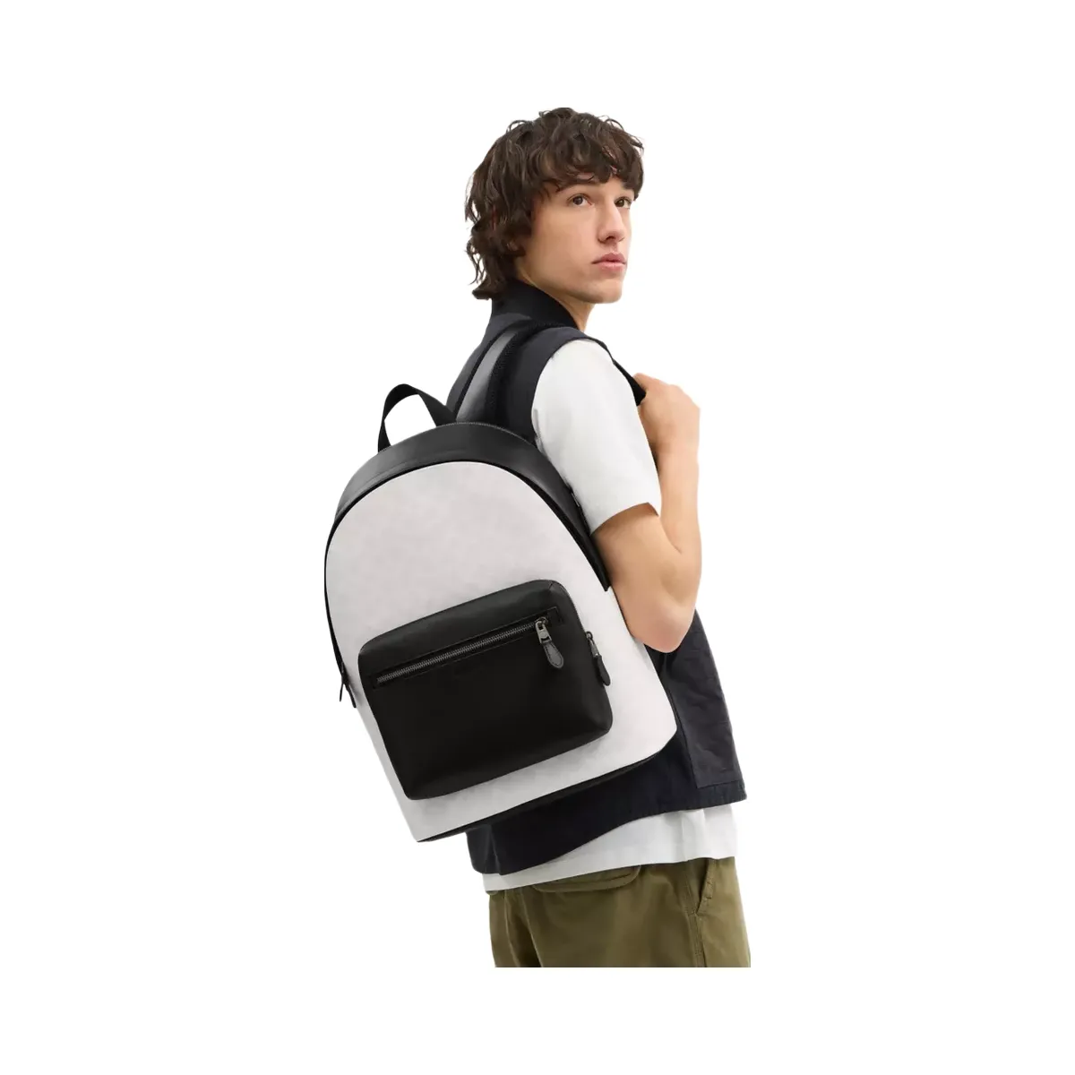 Coach West Backpack In Signature Canvas in Gunmetal Chalk Black