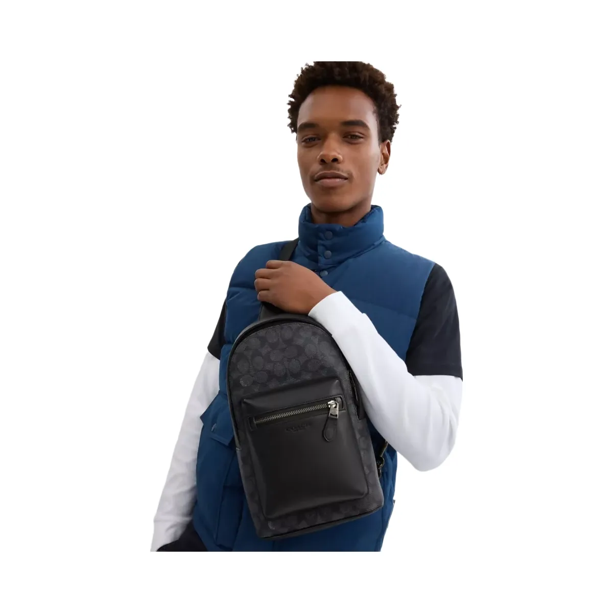 Coach West Pack In Signature Canvas in Gunmetal Charcoal Black