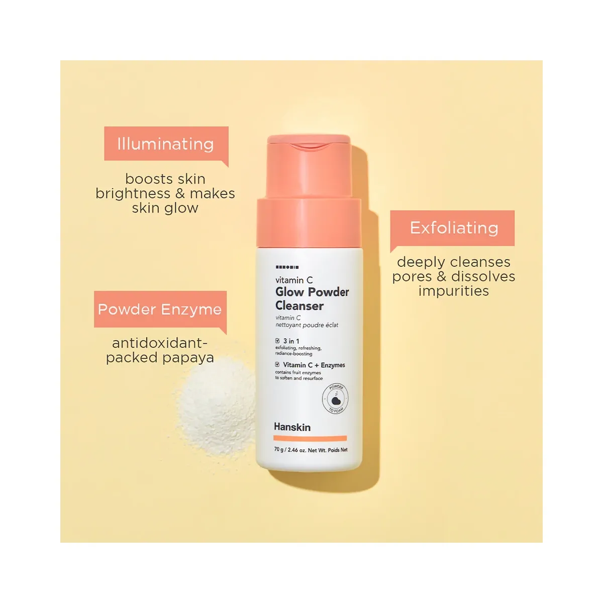 Hanskin Vitamin C Glow Powder Cleanser