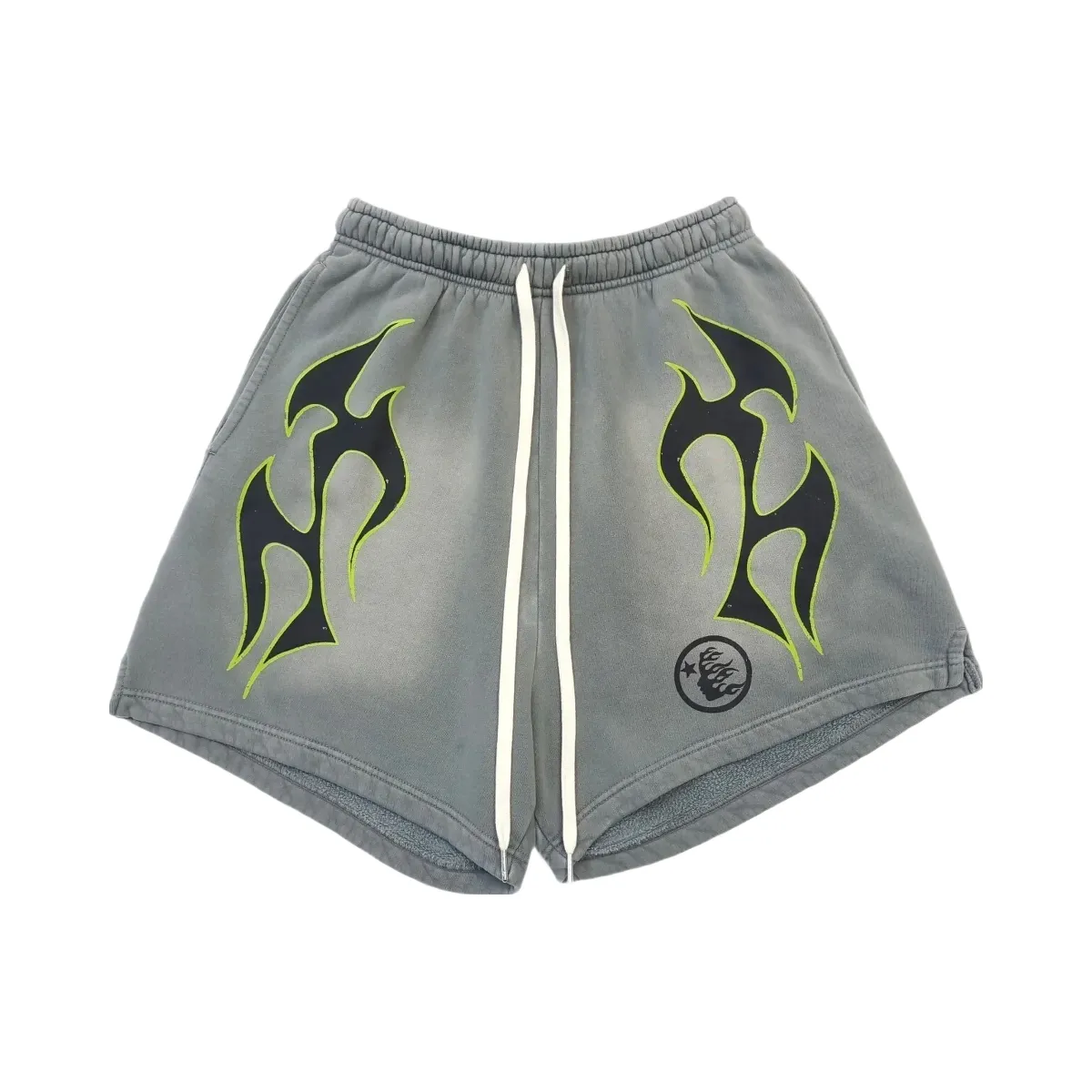 Hellstar Future Flame Shorts Grey Green | Hype Fly India