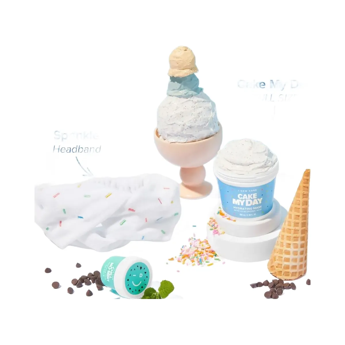 I Dew Care Sundae Scoop Ice Cream-Inspired Wash-Off Masks & Headband Set