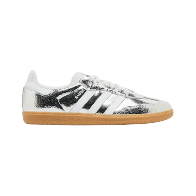 【中古】 Tem Mais Samba Samba OG 'Silver Metallic Cracked Leather' | 100% Authentic