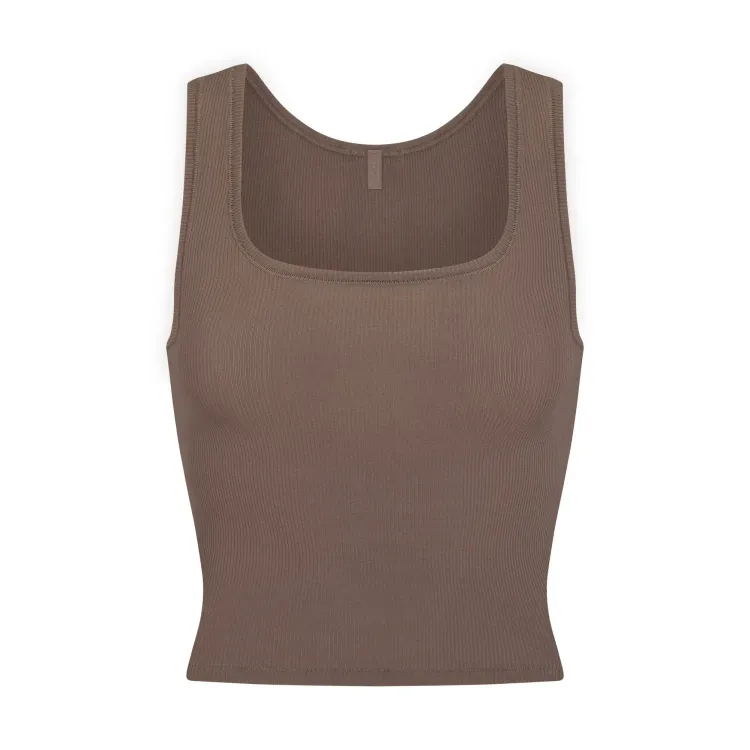 SKIMS SQUARE NECK デイリーエッセンシャル タンクトップ/関送込 FITS EVERYBODY SQUARE NECK BODYSUIT | ONYX