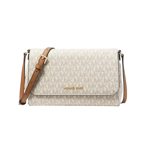 Michael Kors Vanilla Jet Set Logo Medium Cross Body Bag