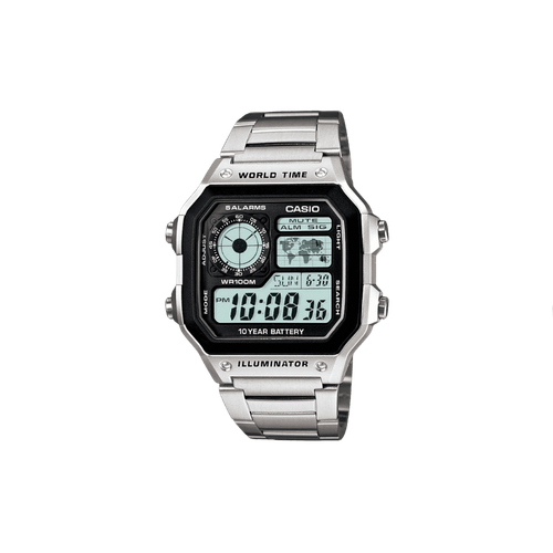 Casio Youth Unisex Black Dial Digital Stainless Steel Watch D099 - AE-1200WHD-1AVDF