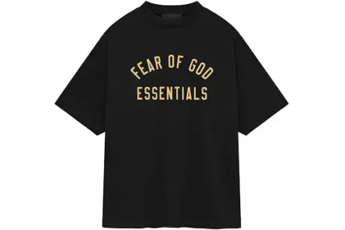国内発送☆FEAR OF GOD☆CREWNECK T-SHIRT/JET BLACK Black Crewneck T-Shirt by Fear of God ESSENTIALS on Sale