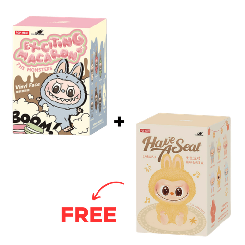 BUY 1 GET 1 FREE - Pop Mart Labubu The Monsters Tasty Macarons + Have a Seat Vinyl Face Sealed Case Pack of 2