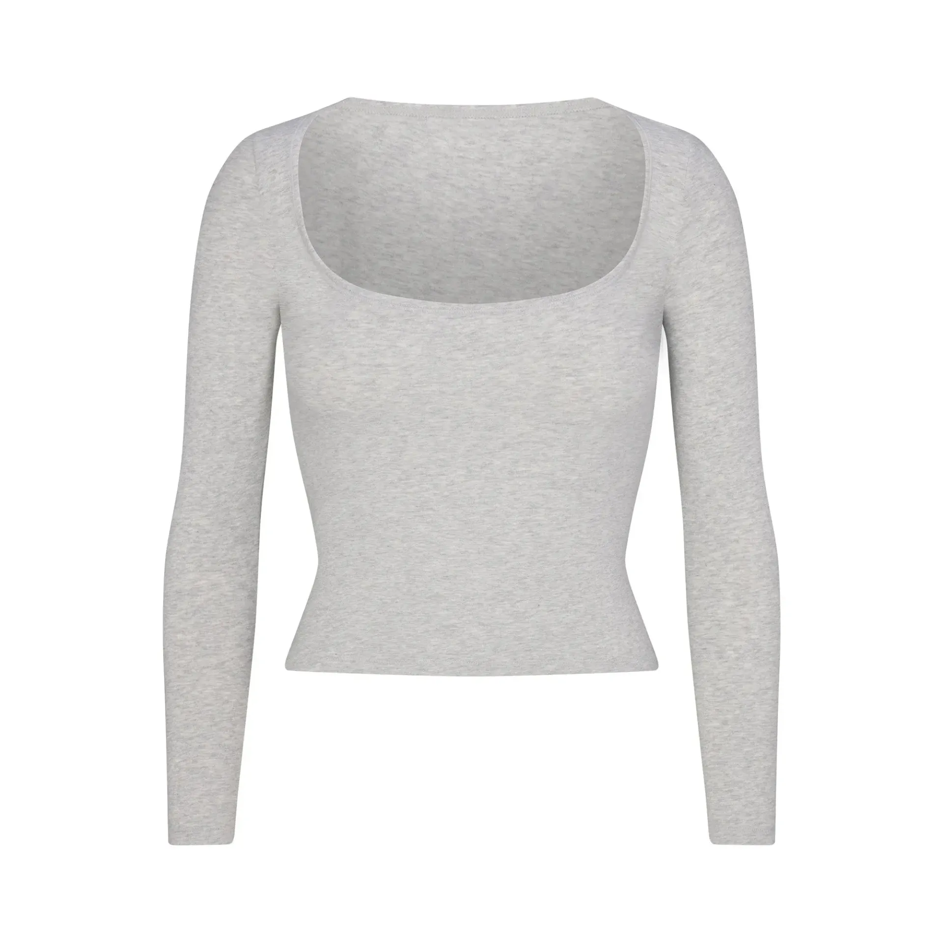 Skims Cotton Jersey Scoop Neck Long Sleeve Light Heather Grey